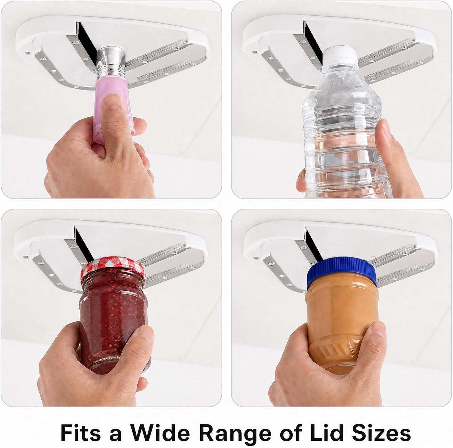Under Cabinet Jar Opener Double U Grip Bottle Opener for Arthritis | Bottle Opener for Any-Size Lid Easily Unscrew Bottle & Can Opener for Weak Hands and Seniors