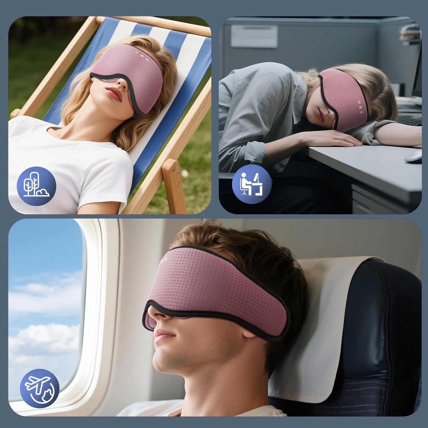 Sleep Mask with Bluetooth 5.4 Headphones, Removable 3D Eye Cups, Timing Sleeping Headphones for Side Sleepers, Wireless Music Eye Mask Speakers for Men, Women, Tech Gifts, Pink