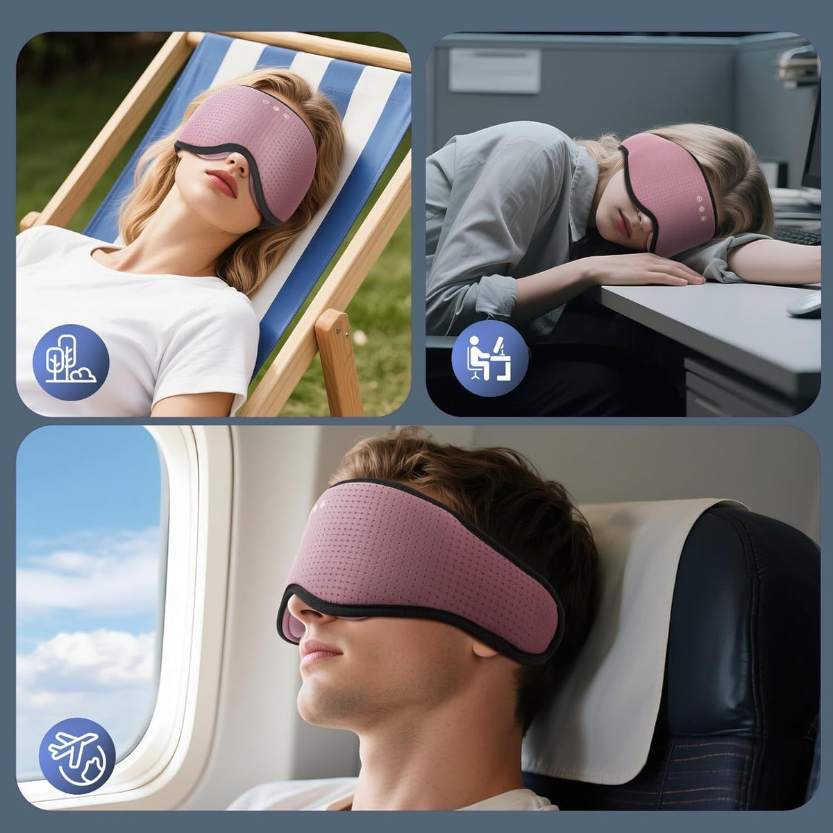 Sleep Mask with Bluetooth 5.4 Headphones, Removable 3D Eye Cups, Timing Sleeping Headphones for Side Sleepers, Wireless Music Eye Mask Speakers for Men, Women, Tech Gifts, Pink