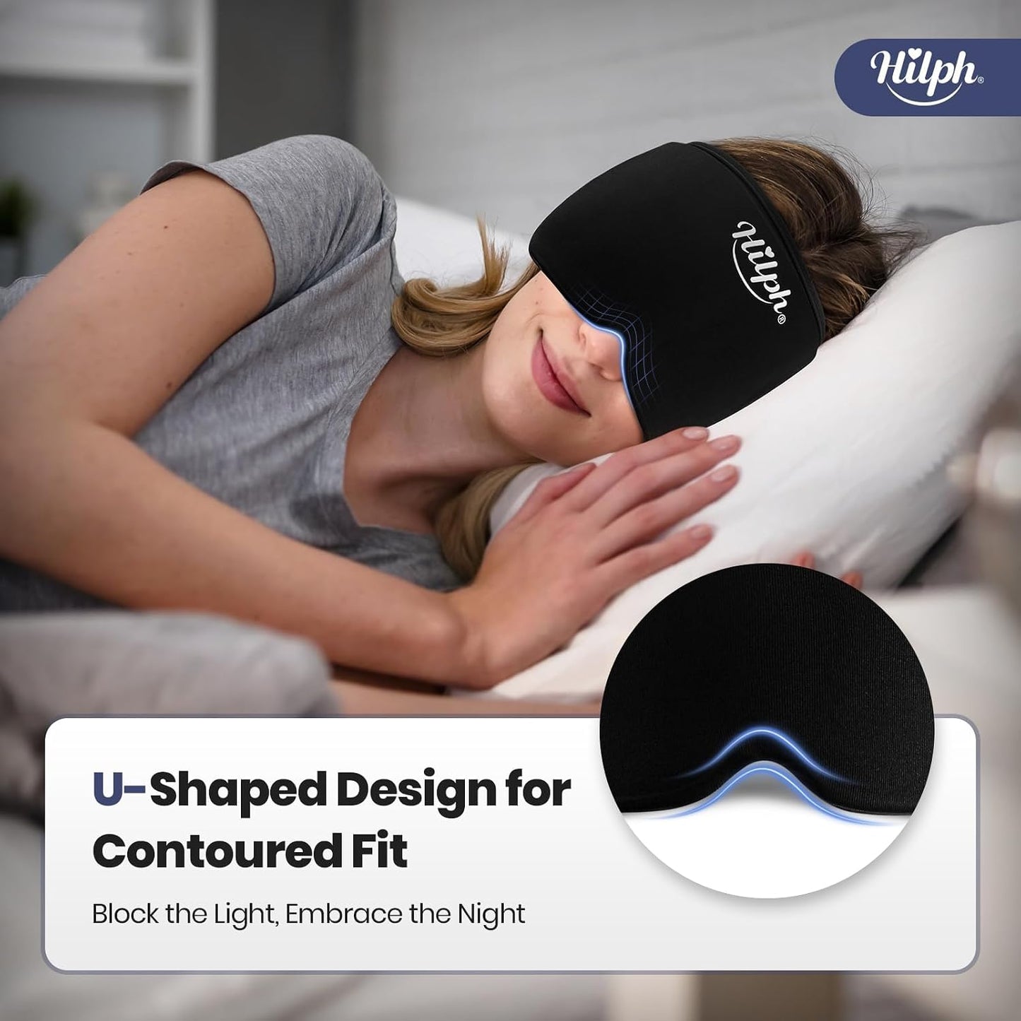 Hilph Adjustable Migraine Relief Cap, Headache Hat with Thickened Gel | Reusable, Flexible Gel, 360° Cold Compression Therapy Wrap for Tension, Stress, Sinus & Hangover Relief, Gift for Women Men