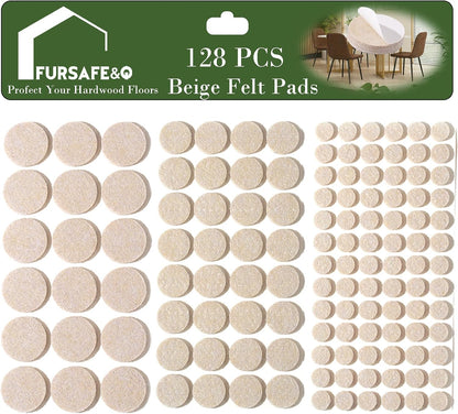 Fursafe&Q Felt Furniture Pads, Furniture Felt Pads for Hardwood Floors -Self Adhesive Chair Leg Floor Protectors, Protect Your Floors from Nicks, Bumps and Scratch,96 Pcs Round Cabinet Door Bumper