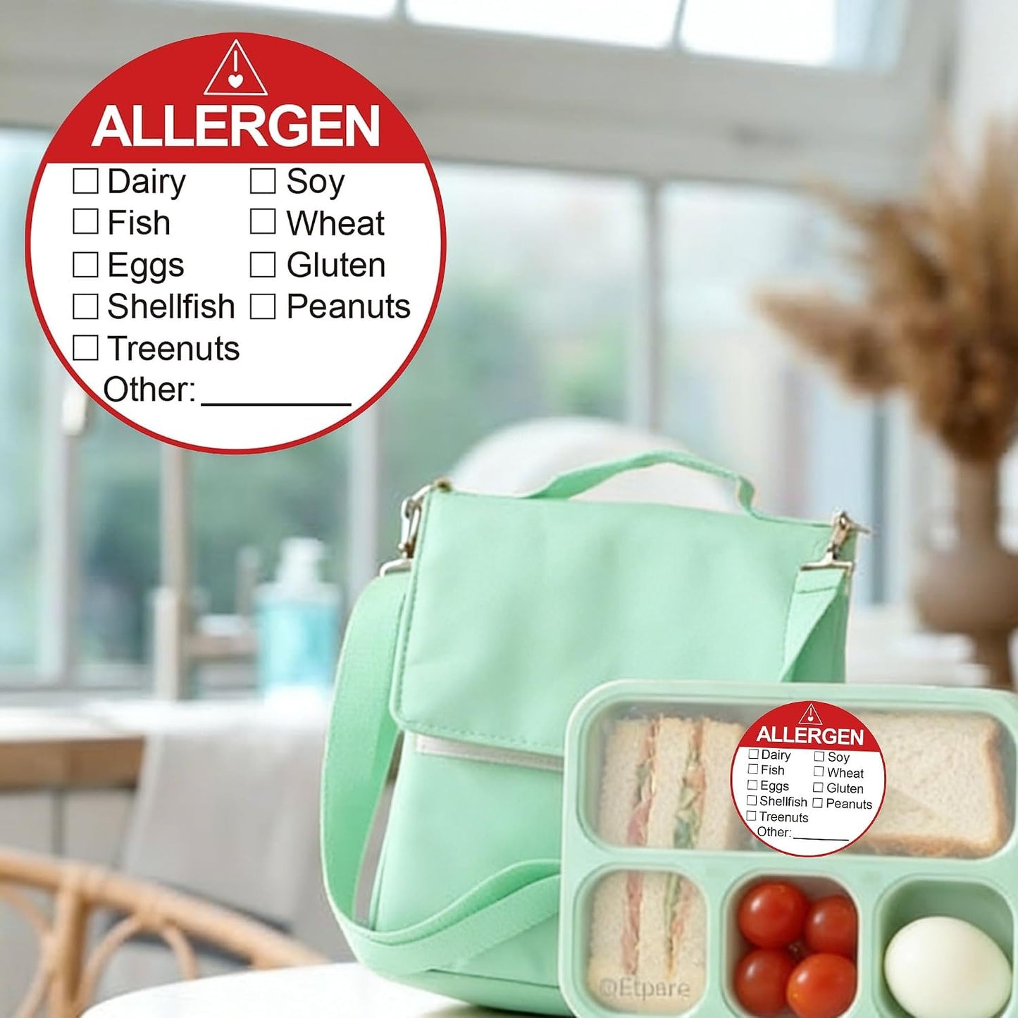 Allergen Allergy Warning Labels Sticker Red Adhesive Allergies Stickers | 2 Inch Fluorescent Food Rotation Labels Food Allergy Warning Circle Dots Label for Grocery Stores,Food Packaging 500 Pcs