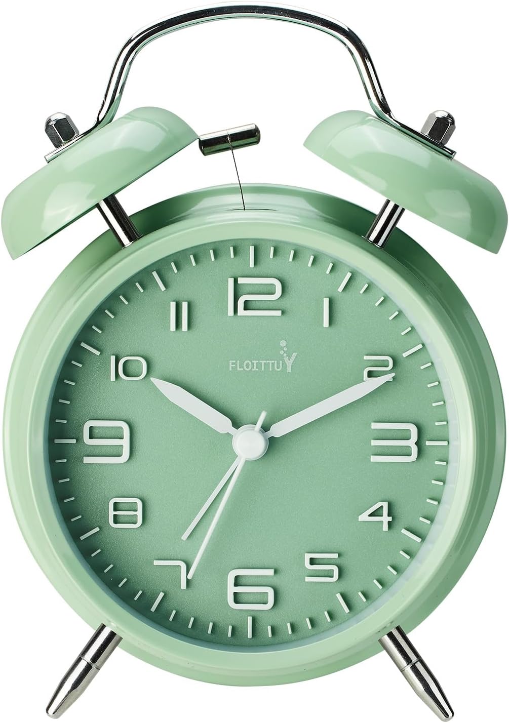FLOITTUY Loud Alarm for Deep Sleepers 4'' Twin Bell Alarm Clock with Backlight for Bedroom and Home Decoration(Green)