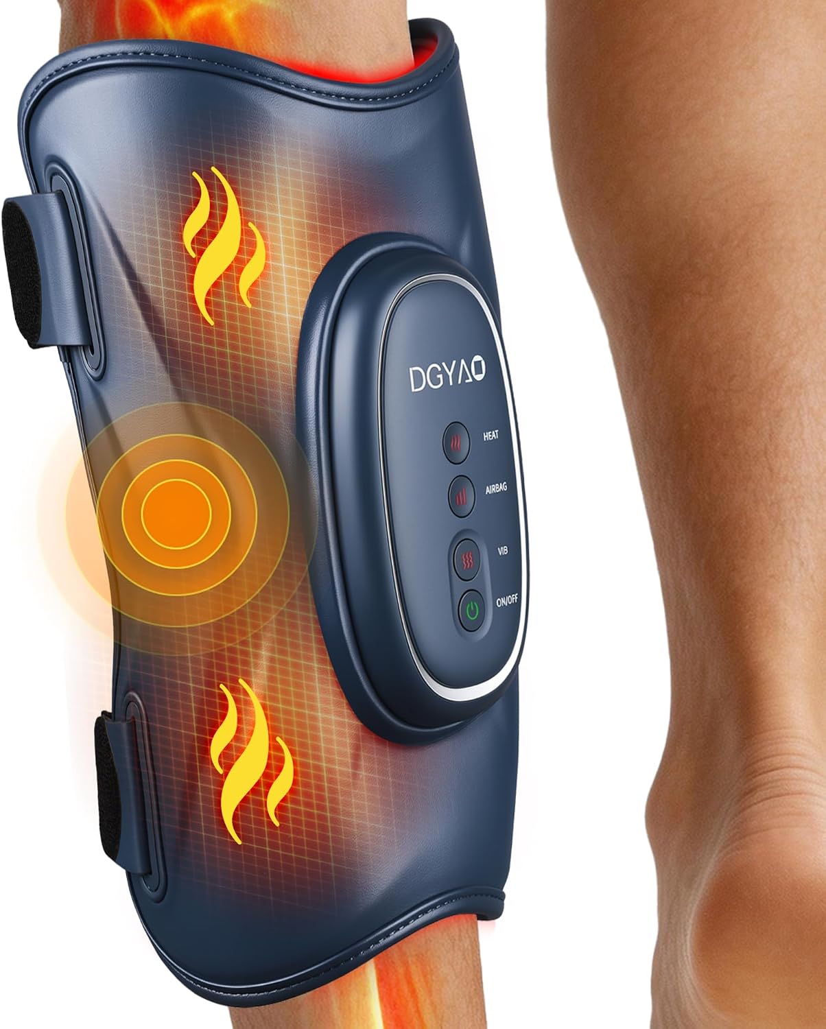 Air Compression Leg Massager with Heat Vibration: Calf Massager with 3 Modes, 3 Intensity for Circulation and Red Light Therapy Pain Relief - Cordless Calf Compression Device for Fast Recovery