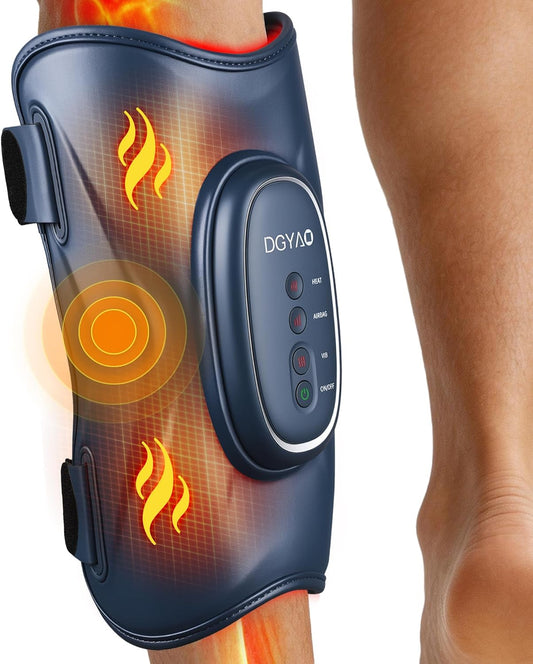 Air Compression Leg Massager with Heat Vibration: Calf Massager with 3 Modes, 3 Intensity for Circulation and Red Light Therapy Pain Relief - Cordless Calf Compression Device for Fast Recovery
