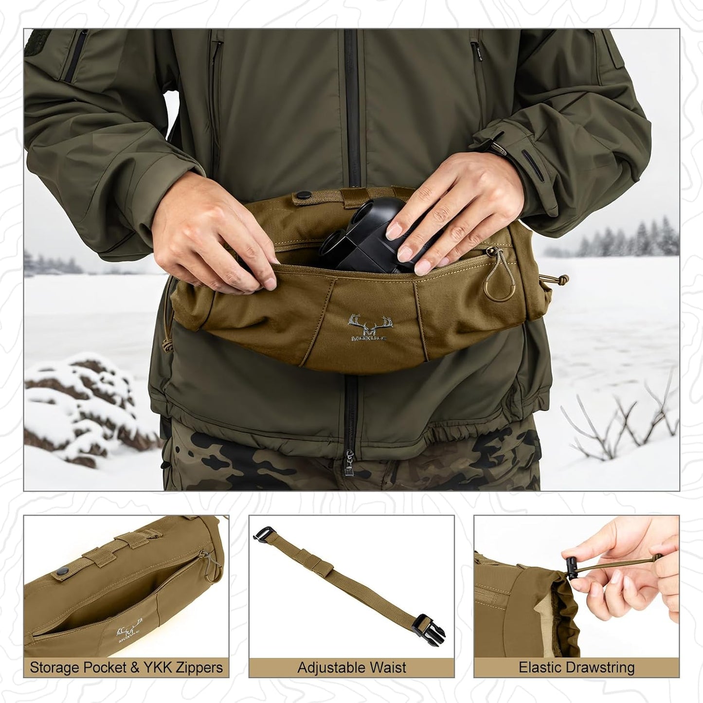 Hunting Hand Warmer Muff: Portable Fleece Waist Handwarmer Pouch Insulated Outdoor Gear Cold Weather for Camping, Hiking