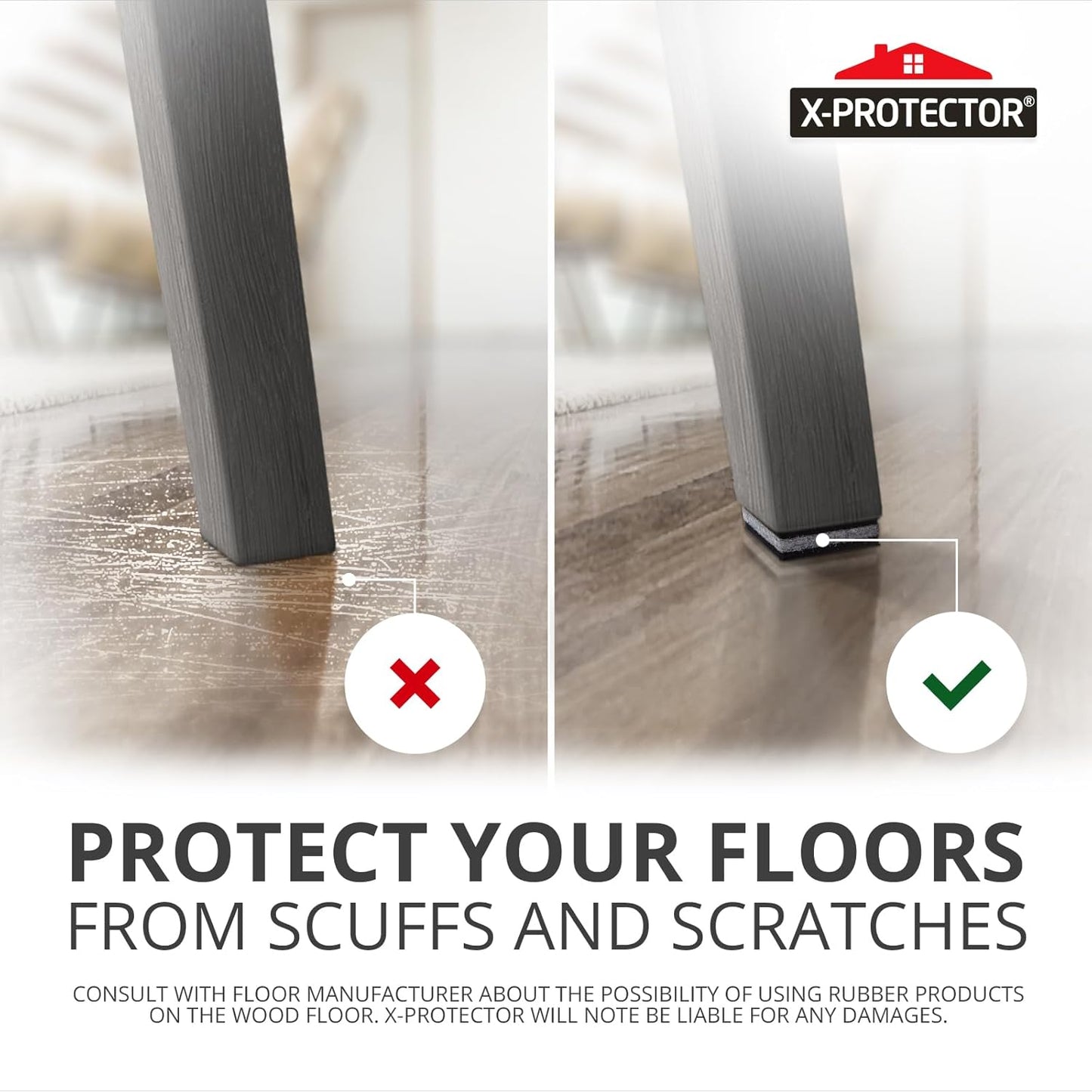 X-PROTECTOR Non Slip Furniture Pads – 12 Premium Furniture Grippers 3"! | Best Self Adhesive Rubber Feet Furniture Feet – Ideal Non Skid Furniture Pad Floor Protectors – Keep Furniture in Place!