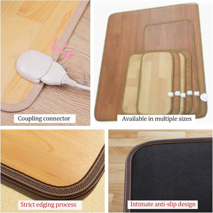 Electric Heated Floor Mat, Heated Carpet with Adjustable Temperature 12 Hour Timer, Indoor Graphene Floor Heating Mat Foot Warmer(C,100 * 100cm/39.3 * 39.3in)