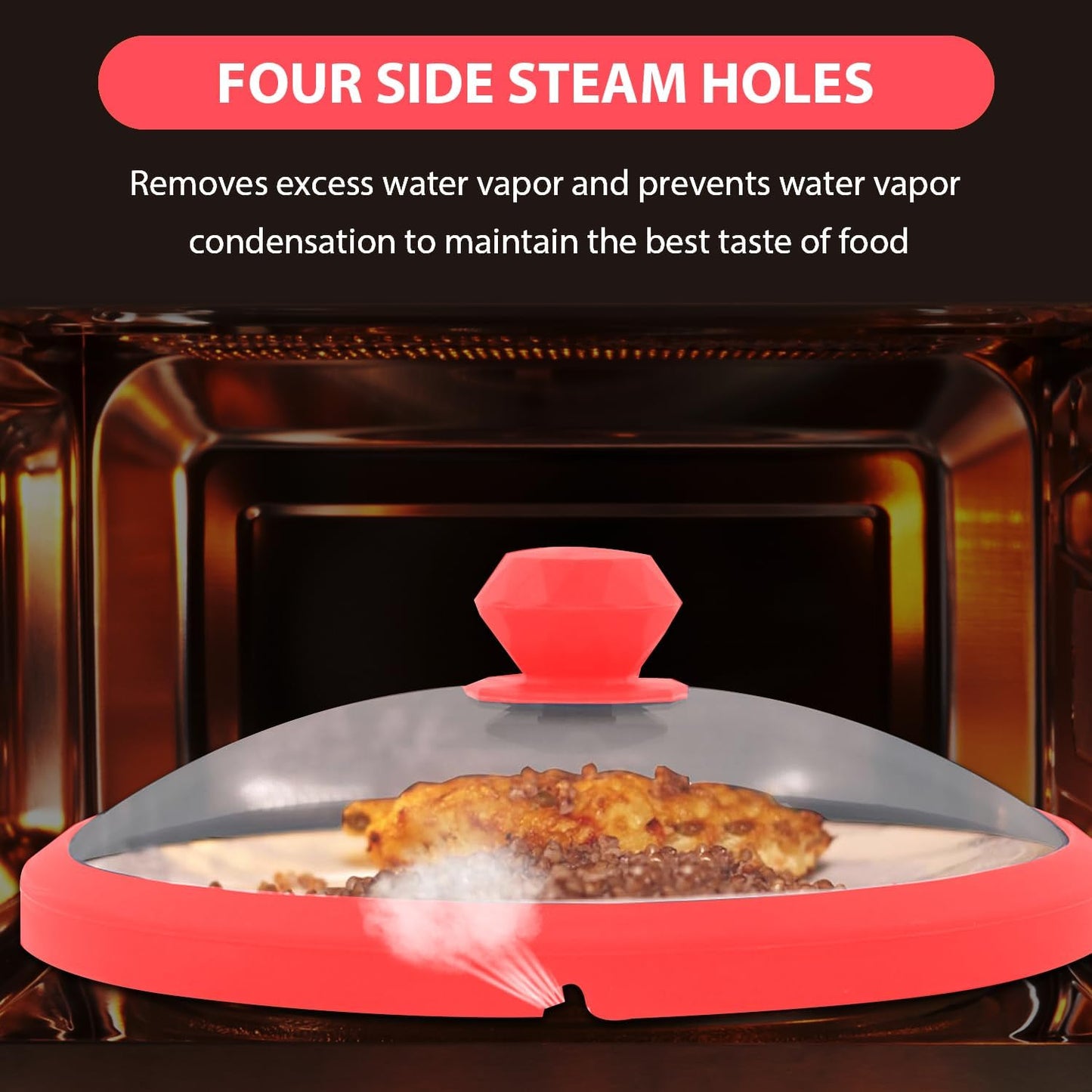 Microwave Glass Cover Splatter Guard Lid with Anti-scald Silicone Handles and Vented Edge for Food Pot Plate Cover 10.5 inch Blue