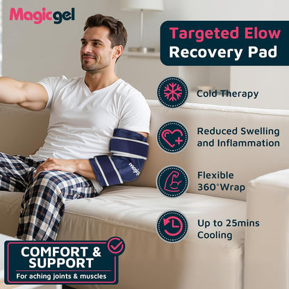 Magic Gel Elbow Ice Pack Wrap – Reusable Knee and Arm Sleeve - Hot & Cold Freeze Therapy Wrap for Targeted Areas – Compact Compression Fit for Knees, Calf, Joints, Tennis