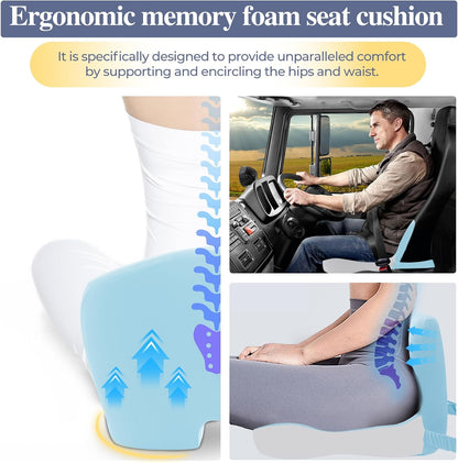 Car Seat Cushion with Lumbar Support Pillow, Seat Cushion for Driving