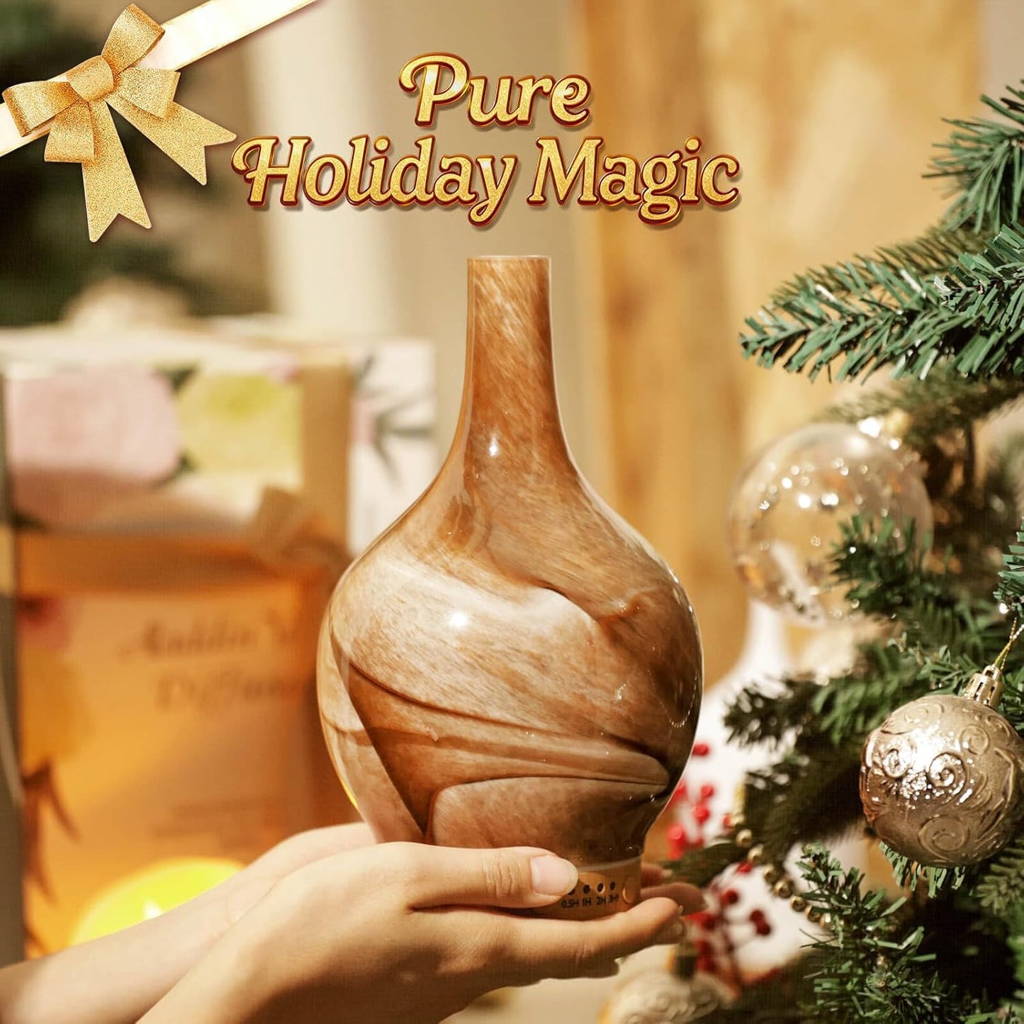 Porseme 150ml Essential Oil Diffuser Glass Color Changing Aroma Air Diffusers Aromatherapy Ultrasonic Cool Mist Humidifier 6 Running Hours Waterless Auto-Off for Sleeping, Yoga, Office, Spa (Ink)