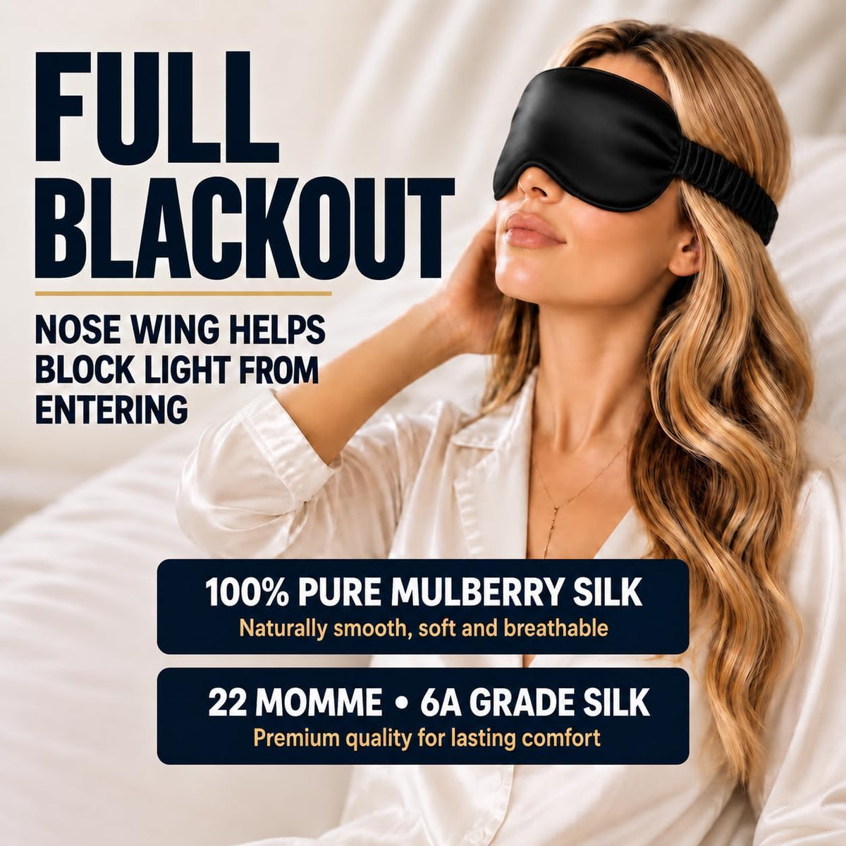 Silk & Chill™ 22 Momme Mulberry Silk Sleep Mask, 3D Eye Mask, Black