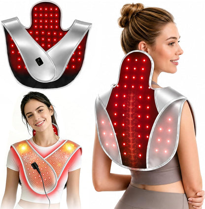 2026 New Model Red Light Therapy for Neck and Shoulder, Direct-Plug High Power 104 LED Beads, 660nm/850nm Wearable Heating Band with 5 Intensity Levels, for Upper Back, Shoulders and Neck