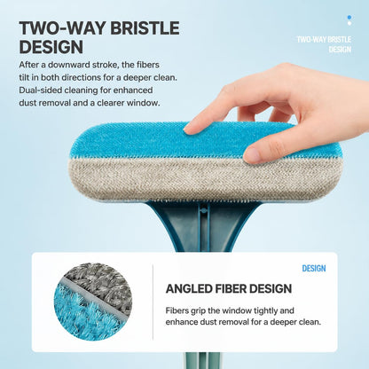Window Screen Cleaning Brush, 3-in-1 Multi-Purpose Mesh Screen Cleaner with Hidden Track Brush & TPR Squeegee, Long Detachable Glass Net Cleaner for Window Sills, Porch Screens, Pet Hair Removal