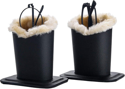 Siveit Plush Lined Eyeglass Holder, PU Leather Eyeglass Case, Anti-Scratch Glasses Storage Organizer for Desk Office Nightstand,2 Packs (Black, Navy)
