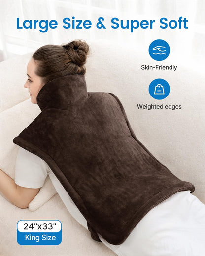 RENPHO Electric Heating Pad - 6 Heat Levels for Neck Shoulder and Back, Birthday Gifts for Women Men Mom Dad, Weighted Pad for Snug Fit, ETL Safety Certified, FSA Eligible, 24"x33" Gray