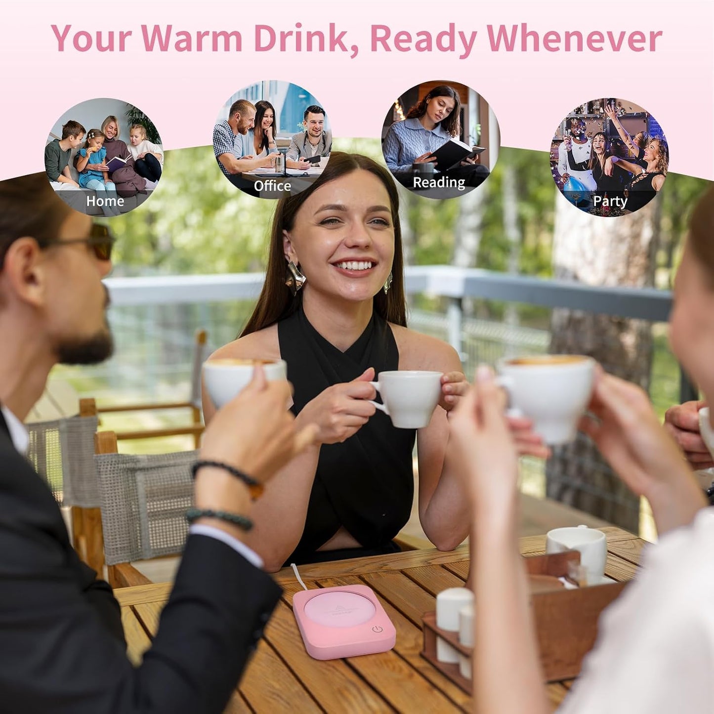 VOBAGA Coffee Mug Warmer, 4 Hours Auto Shut Off Cup Warmer for Office Home Desk with 3 Temperature Settings, Electric Beverage Warmer for Cocoa,Tea, Milk, Soup, for Coffee Gifts, Sky Blue (No Cup)
