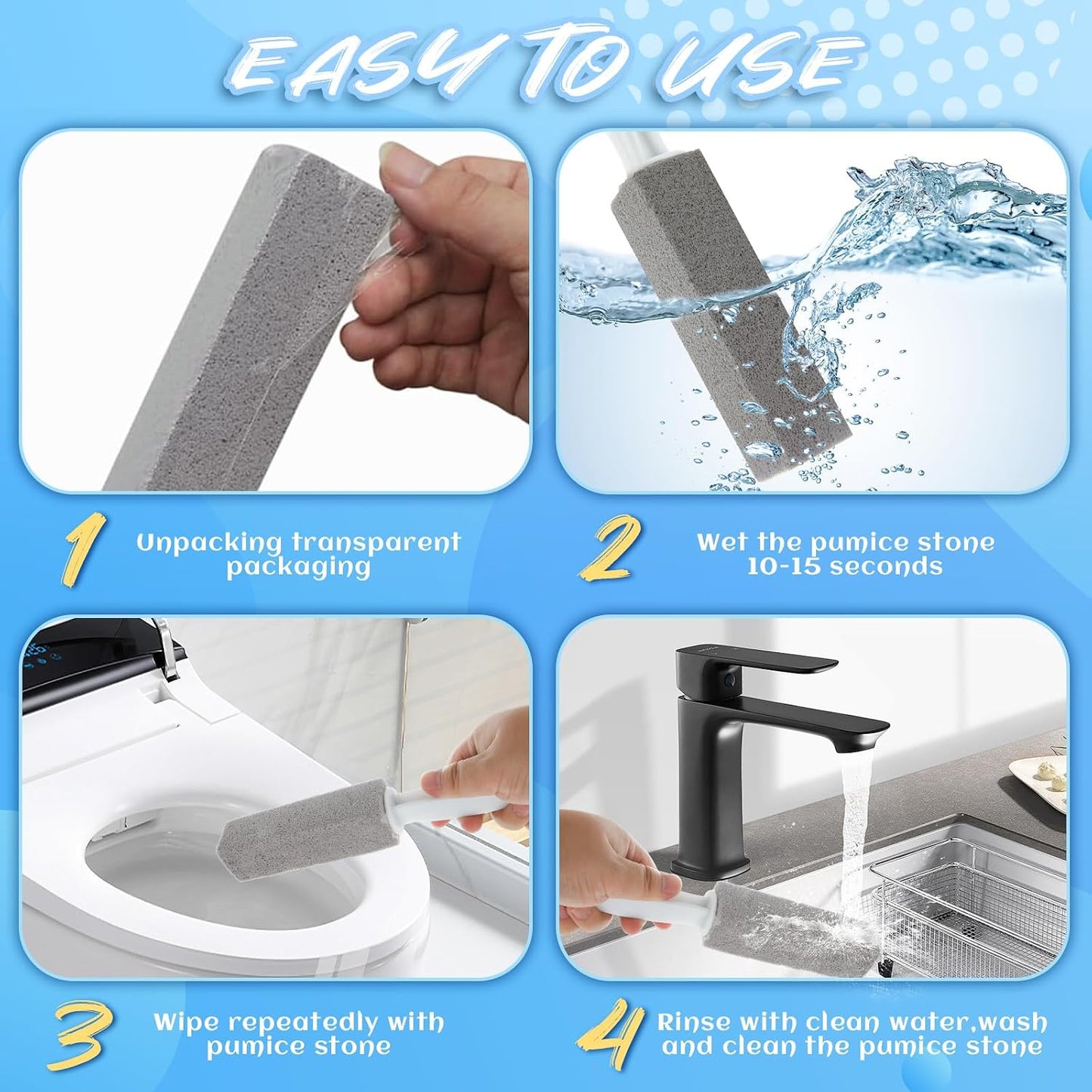 30pcs Pumice Stone for Toilet, Toilet Pumice Stone with Handle, Toilet Stone Cleaning Block for Bath Grout Pool Kitchen Tubs Showers