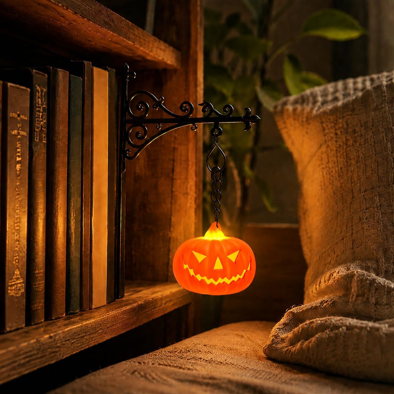 Library Lantern-Decorative Bookshelf Lighting, Mini Bookshelf Lamp Slides Between Books, Warm Amber LED Bookshelf Lights for Book Nook, Shelf Decor Gift for Book Lovers(Classic Lantern)