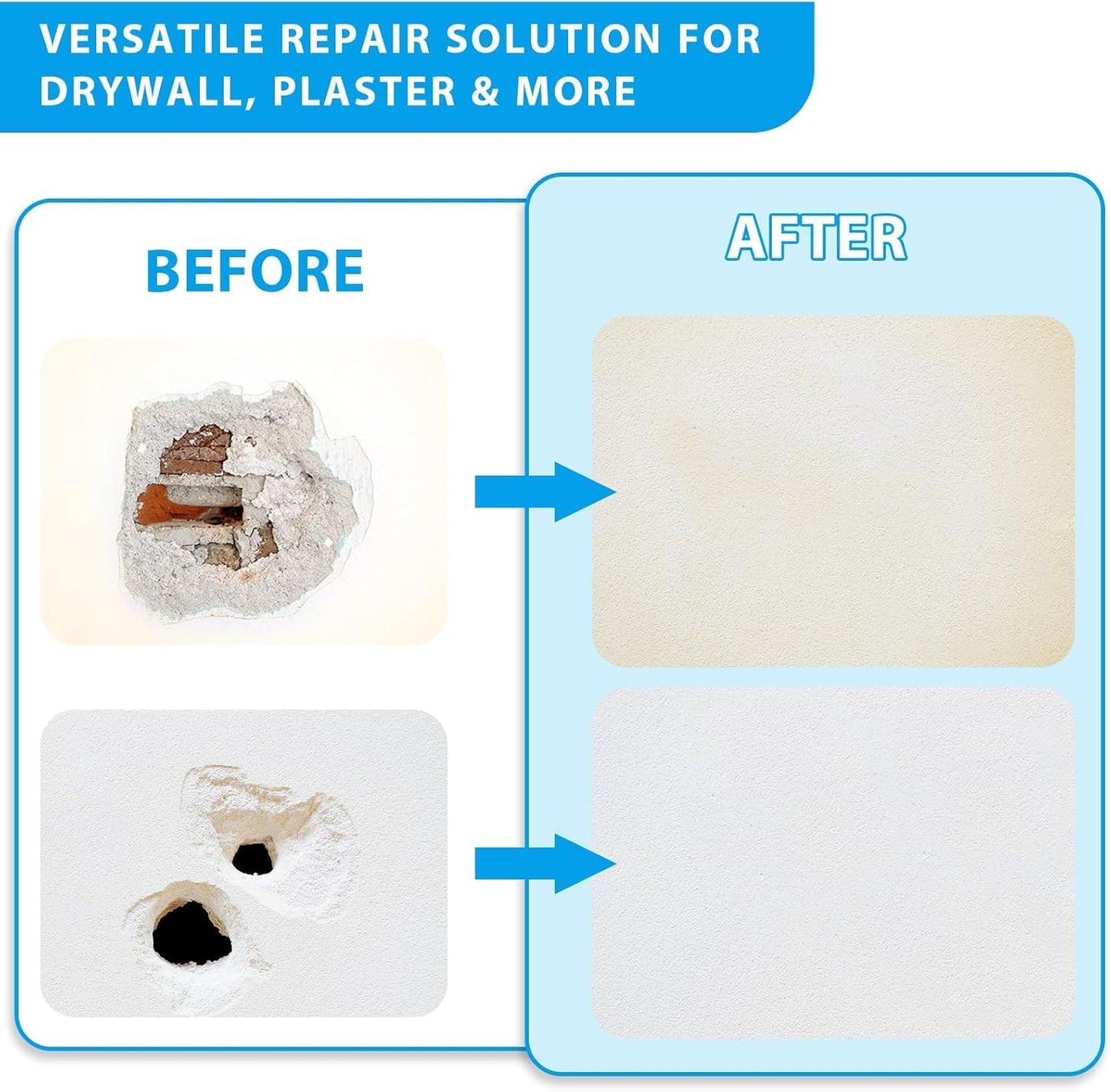 4-Pack 12x12 Inch Drywall Repair Patch Kit, Self-Adhesive Mesh with Aluminum Panels, Heavy-Duty Wall and Ceiling Hole Patch for Large Repairs