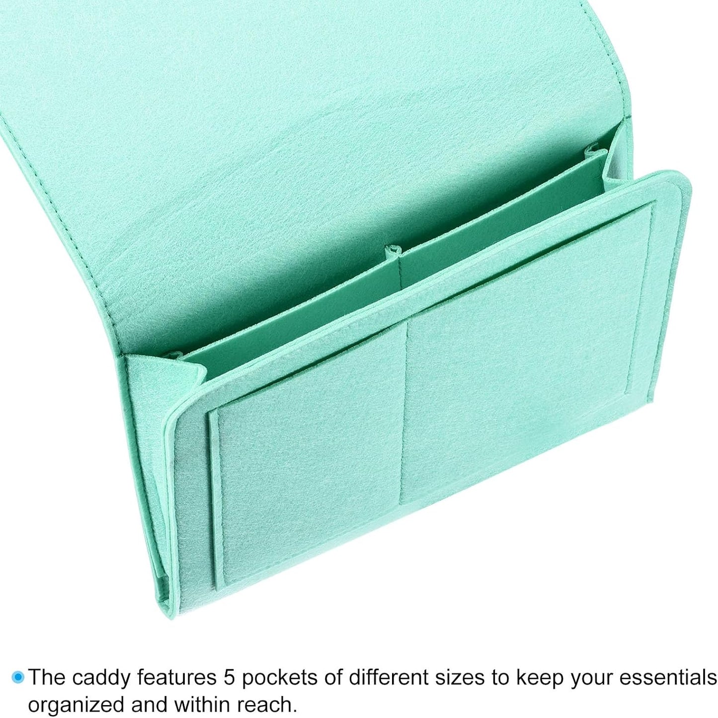 PATIKIL 11in Bedside Caddy, Bed Caddy Bedside Organizer Hanging 5 Pocket Soft Felt Bed Pockets Bedside Storage Organizer Remote Control Holder for Bedroom Phones Glasses, Pink