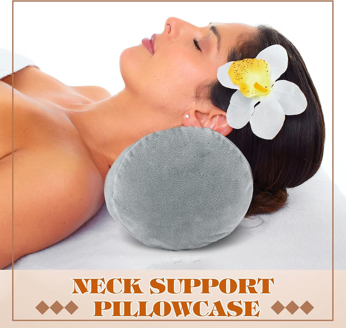 Newwiee 2 Pcs Cooling Neck Roll Pillow Case, 16 x 6 Inch, Gray