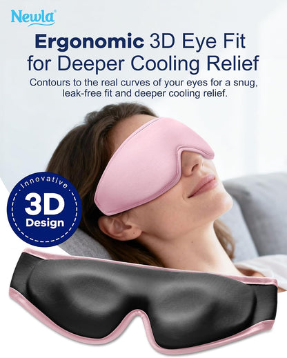 Cooling Gel Eye Mask for Puffy Eyes, Larger Full-Eye Contour Cold Compress | Ice-Cold Gel Therapy, Forehead & Upper Cheek Cooling Relief, Reusable Ice Pack for Eyes, FSA Eligible Items HSA, Black