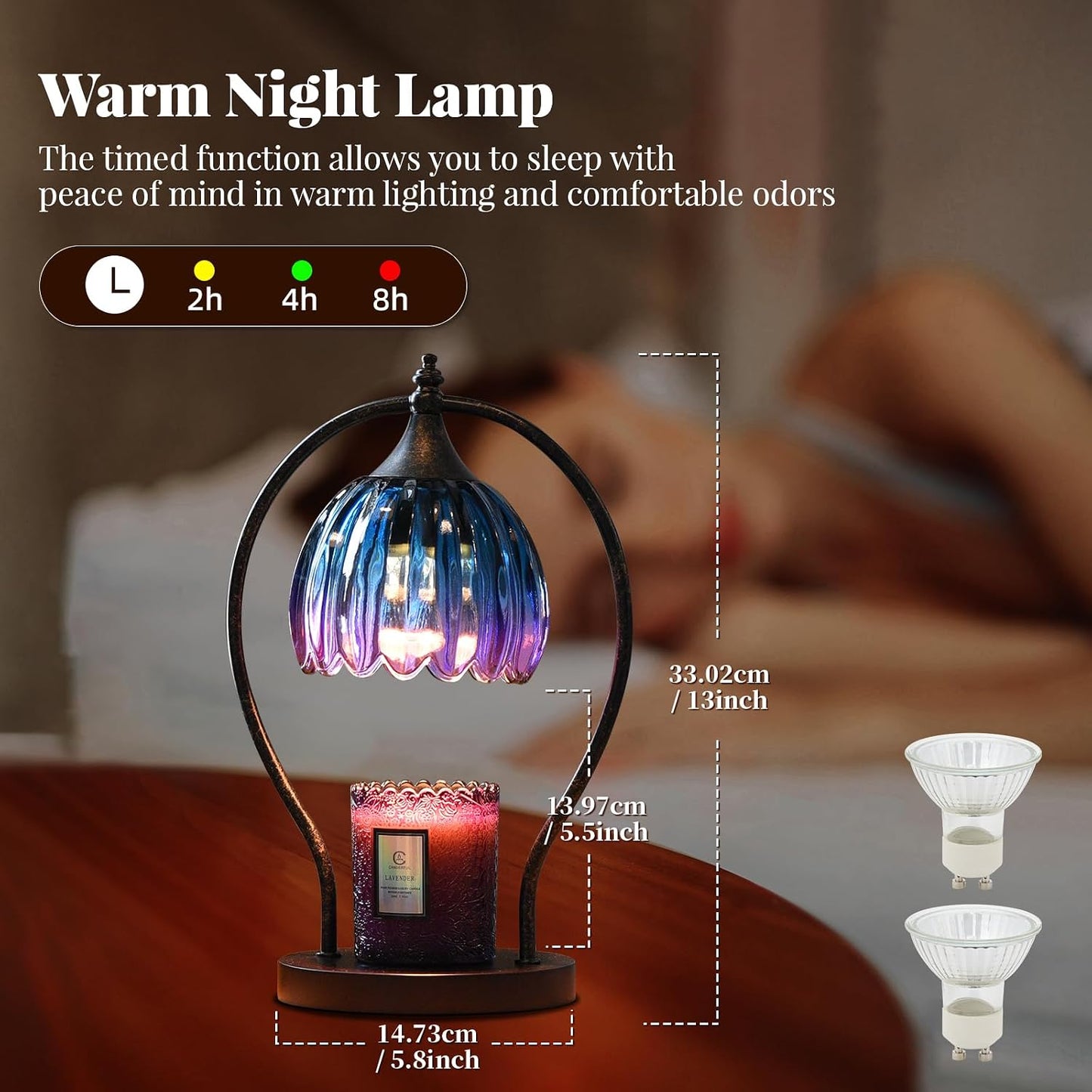 GOODBUY Candle Warmer Lamp with Timer Dimmable: Electric Candle Warmer Birthday Gifts for Women Mom - Candle Lamp Warmer House Warming Gifts New Home Decor - Wax Warmer for Jar Candles with 2 Bulbs