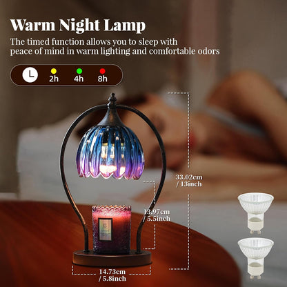 GOODBUY Candle Warmer Lamp with Timer Dimmable: Electric Candle Warmer Birthday Gifts for Women Mom - Candle Lamp Warmer House Warming Gifts New Home Decor - Wax Warmer for Jar Candles with 2 Bulbs