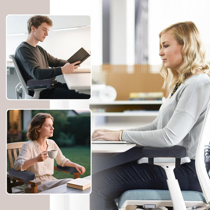 WdFour 2-Pack Non-Slip Armrest Pads for Office & Gaming Chairs - Ergonomic Forearm Support Pillow for Desk, Computer & Wheelchair, Pressure Relief Cushions (Black)