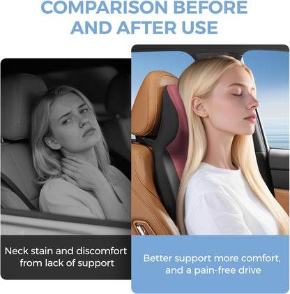 BEBAS Car Headrest Pillow, Ergonomic Neck Pillow with Memory Foam, Black