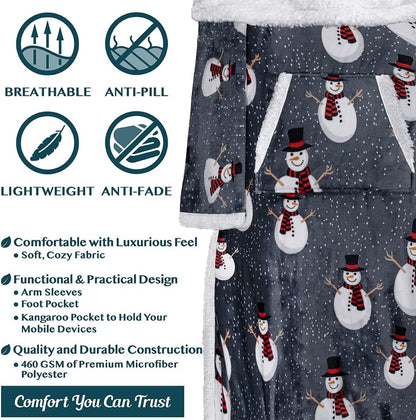 PAVILIA Fleece Blanket with Sleeves, Foot Pockets for Women Men Adults, Plush Wearable Blanket Throw Wrap, Warm Snuggle Blanket Robe, Cozy Gift Ideas Wife Mom, Dark Purple
