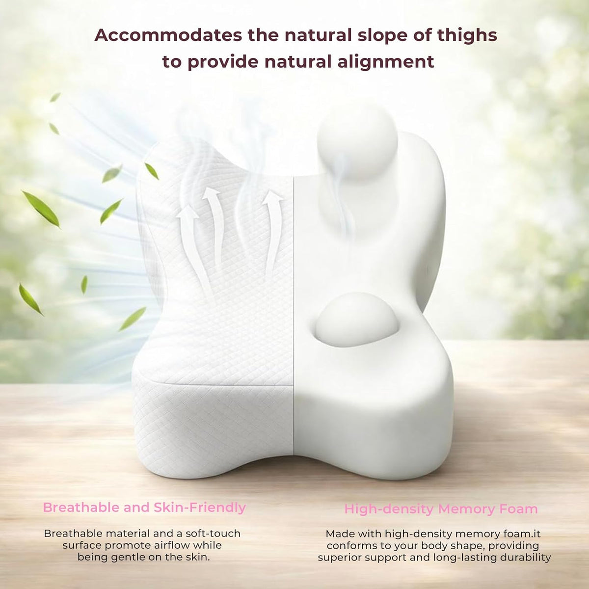 Knee Pillow for Side Sleepers, Alignment Pillow for Side Sleepers, Relief Hip & Sciatica Pain, Nourial Pillow Between Legs for Pregnant Women and Seniors (Grey)