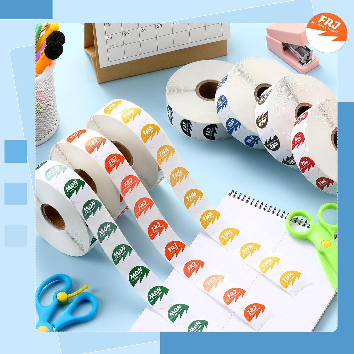 14000 Pcs Day of The Week Labels Bulk 1 Inch Food Label Date Dots Monday to Sunday Removable Inventory Management Self Adhesive Sticker for Kitchen Restaurant Container Organization