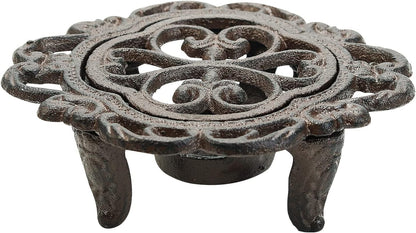 Sungmor Cast Iron Teapot Warmer - Rustic Design with Tealight Holder | Heavy Duty & Decorative Candle Holder Stands for Heat Food Coffee Milk or Tea