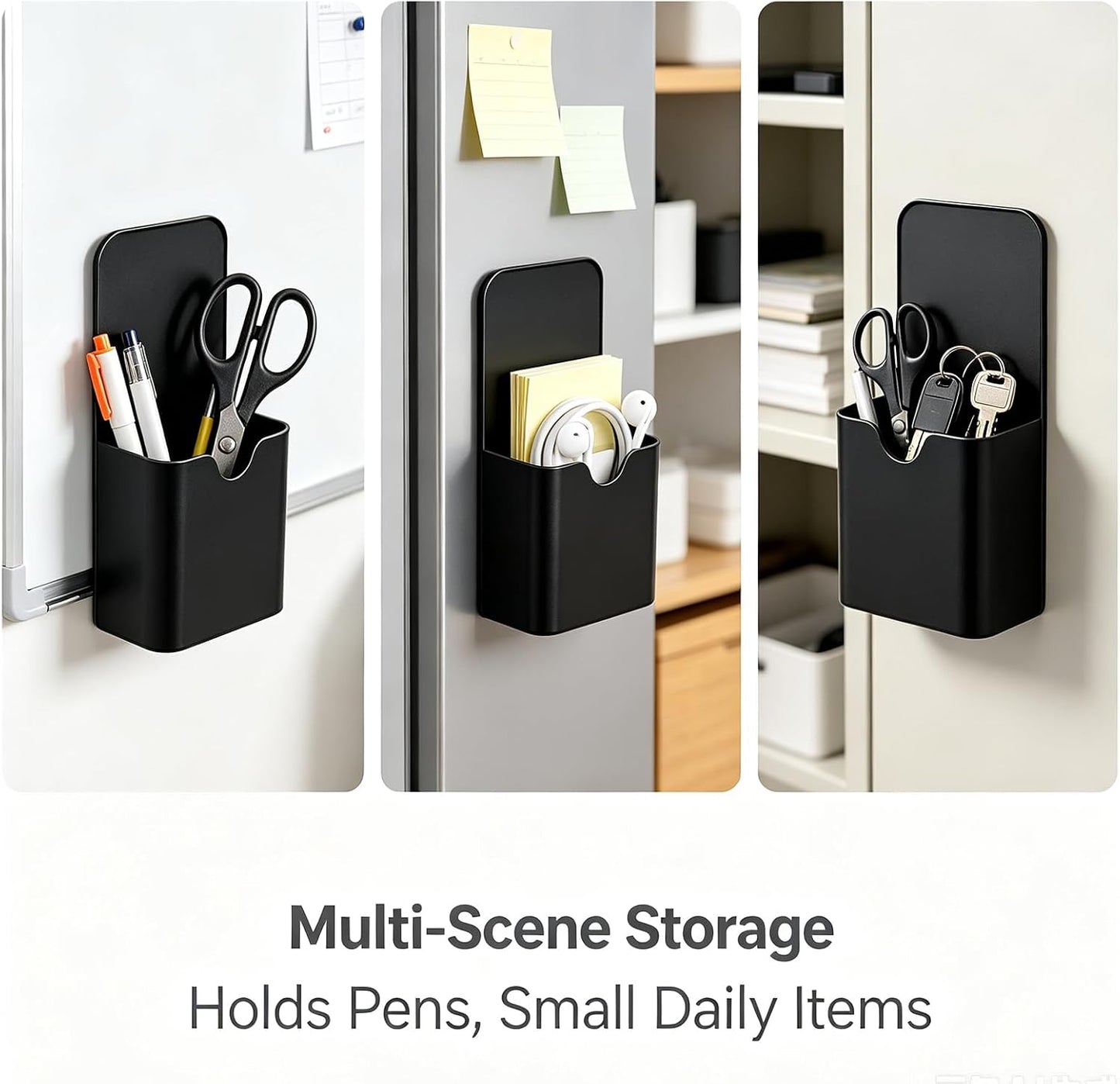 2pcs Magnetic Pen Marker Holders, Magnet Pencil Cup Storage Organizer for Classroom Office Home Locker and Refrigerator Whiteboard Locker (QX107)