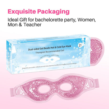 Cooling Eye Mask with Gel Bead 2 Pack Gel Eye Mask Cold Eye Mask for Relaxtion,Puffy Eyes Reusable Cold & Warm Compress for Puffiness,Dry Eyes,Headaches,Migraines,Stress Relief,Post Surgery