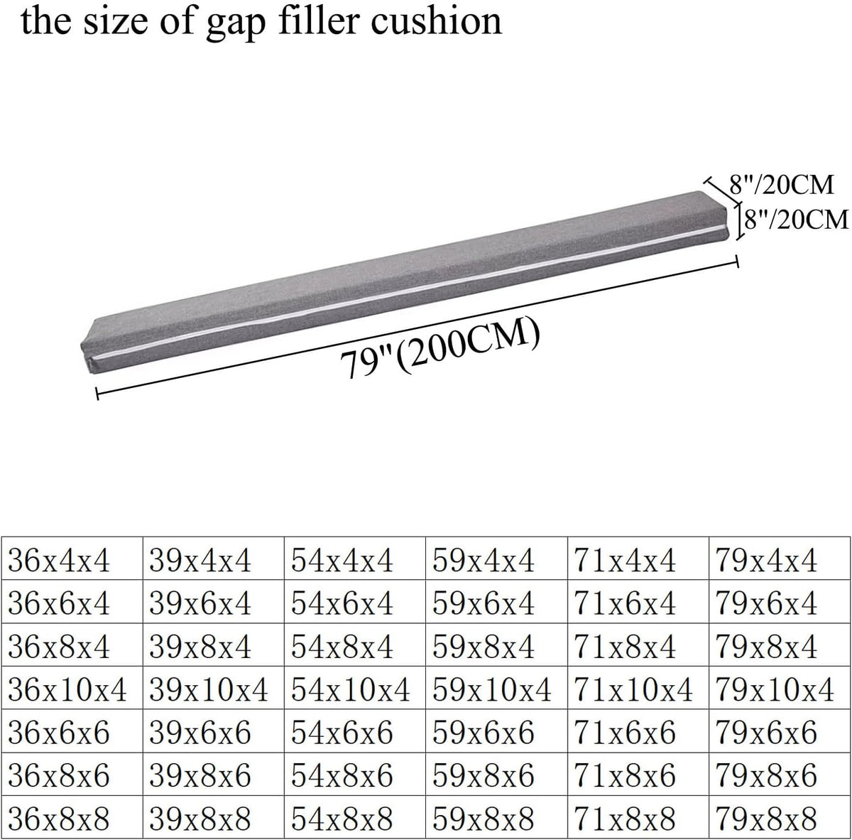 SAMTY Bed Gap Filler for headboard Space Gap Filler Bolster Stopper 54x6x4