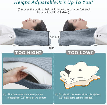 CHxxy Memory Foam Pillows, Cervical Pillow for Neck & Shoulder Pain Relief
