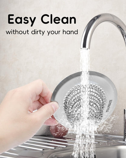 Reversible Kitchen Sink Drain Strainer Basket, Fits Sink & Garbage Disposal | Fast Drainage, Anti-Slip, Easy Clean, Anti-Clogging, Rust-Proof, Large Capacity, Universal 4.4-Inch, Patented Chain Mesh