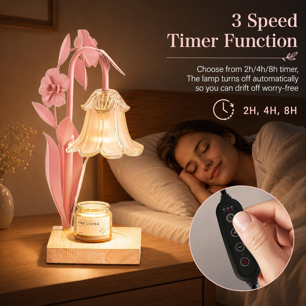 Candle Warmer Lamp with Timer Dimmer, Adjustable Height Flower Candle Lamp Warmer, House Warming Gifts New Home Decor, Mothers Day Birthday Gifts for Women Mom Sister, Wax Melt Warmer for Jar Candles