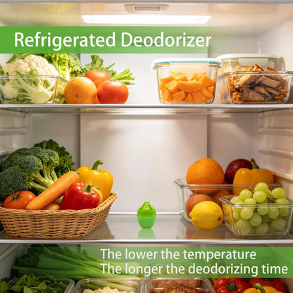 Refrigerator Deodorizer, More Effective Than Baking Soda (4Pcs/Lime Flavor) | Removes stubborn fridge odors, food-grade raw materials with natural tea polyphenol extracts, 45–90 day lifespan