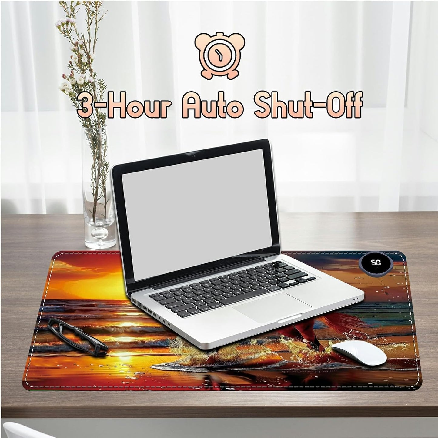 Heated Desk Pad Heated Large Mouse Pad, Electric Quickly Warm Desk Mat with 3 Levels Heating 3 Hours Auto Shut-Off, 31.5" x 13" Warm Gaming Mousepad Hand Foot Warmer, Baby Elephant