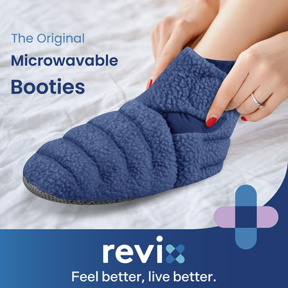 REVIX Microwavable Booties for Cold Feet, Heated Slippers, Navy S