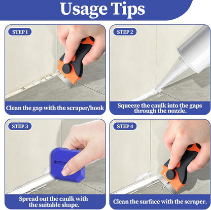 22pcs Caulking Tool Kit-Caulk Finishing Tool, Caulk Remover Tool and Caulk Nozzle Tip for Gap Bathroom Kitchen Toilet Caulking Gap Filling, Suitable for Professionals and DIYer