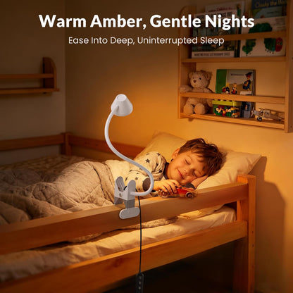 LEPOWER Clip on Light, Reading Lights for Books in Bed, 400LM, RG0 Eye-Care | 5 Colors & Stepless Dimming, Amber Glow Light & Auto Timer, Up to 2.3" Strong Clamp with Adapter for Headboard, Bedside, Desk