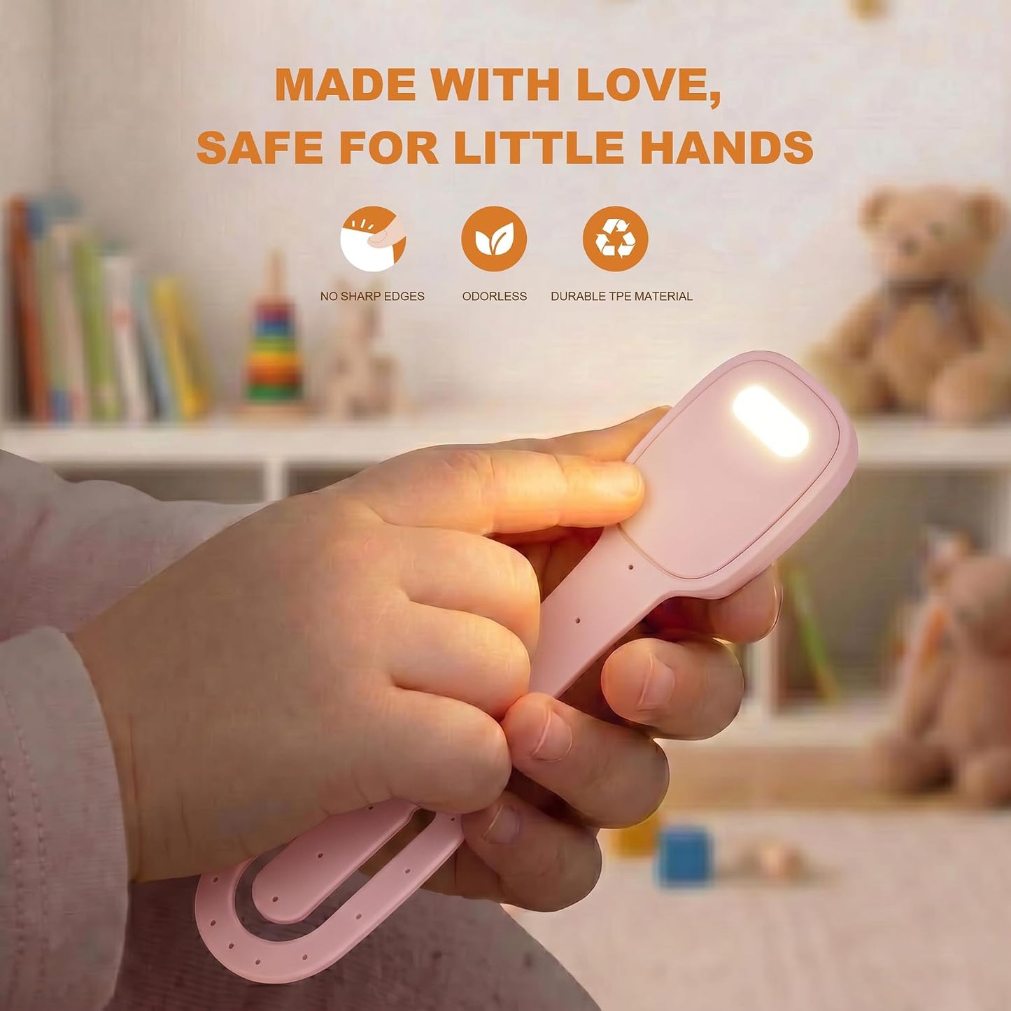 Rechargeable Kids Book Light, Cute Bookmark Reading Light for Kids, Dimmable Portable LED Book Light for Reading in Bed, Eye-Caring Bedtime Reading Lamp for Children & Travel, Brown