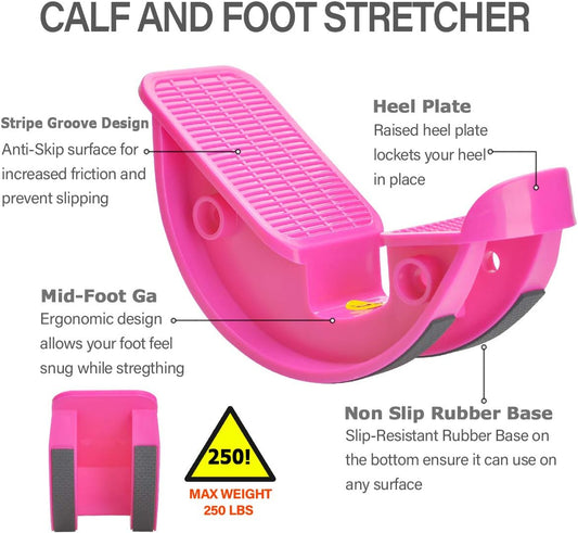 Foot Rocker Calf Stretcher Ankle Plantar Board for Achilles Tendonitis, Muscle Stretch, Feet and Shin Splint Pain Relief - Improve Calf Flexibility, Ankle Mobility - Rose