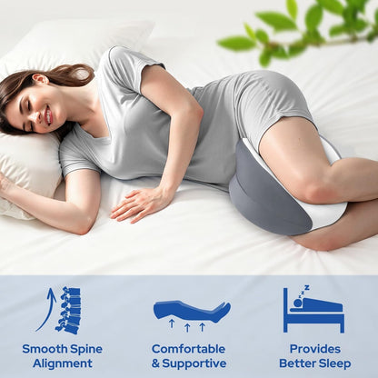 Knee Pillow for Side Sleepers, Memory Foam Leg Pillow, Blue | Ergonomic Leg Pillow for Side Sleeping, Heart-Shape Knee Wedge Pillow, Breathable Leg Elevating Pillow for Hip, Joints